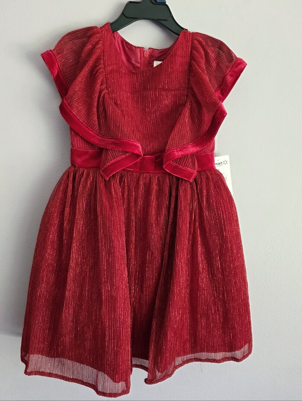 New Kensie boutique Girl Metallic Pleated Dress, Christmas Valentine's Birthday